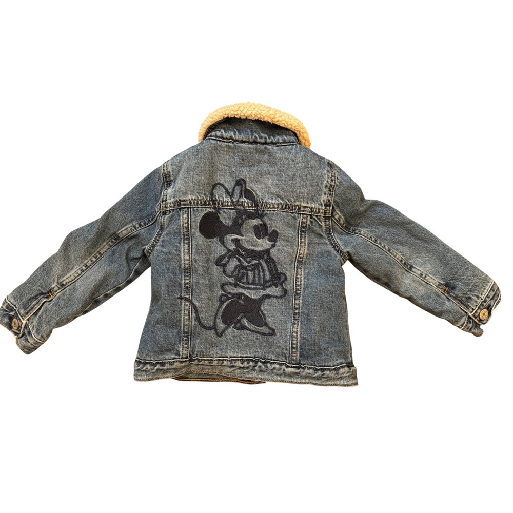 Baby Gap Denim trucker Jacket Toddler 4 Blue Minnie Mouse Sherpa Lined Classic
